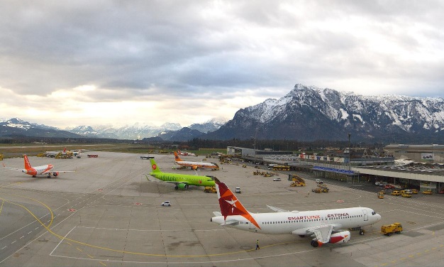 Salzburg Airport (SZG/LOWS) Live Webcam showing real-time aircraft operations, terminal activities, and runway movements at this historic Mozart city airport in Austria