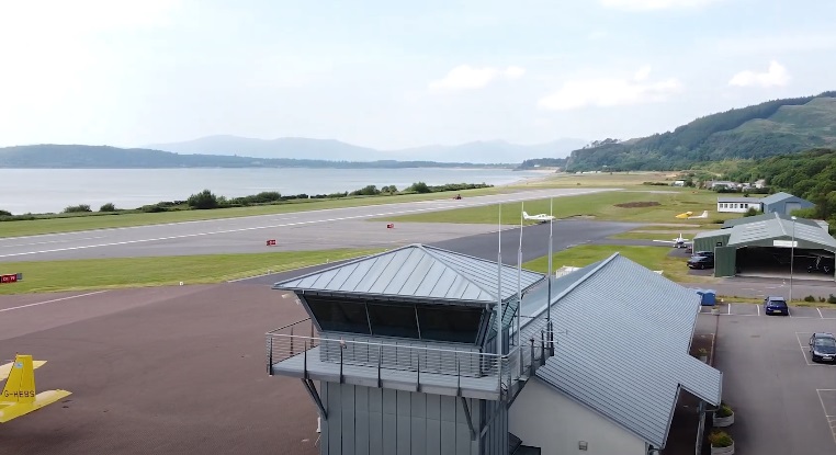 Oban Airport (OBN/EGEO) Live Webcam showing real-time views of aircraft operations, terminal activities, and runway movements in Argyll and Bute, Scotland